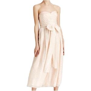 Jill Jill Stuart Strapless Metallic Dot Tea Length Dress